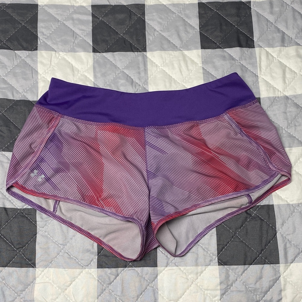 Pink & Purple Striped Under Armour Athletic Shorts, M